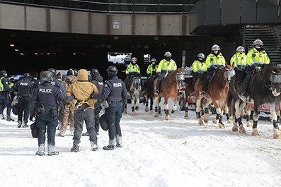 Police Break Up Ottawa Truck Protest : February 2022 : Personal Photo Projects : Photos : Richard Moore : Photographer